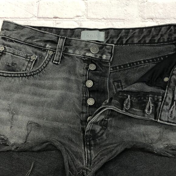 Boyish by Her Women Black Denim Shorts Size 27 Style Cody Cotton Blend B289 -4 - Picture 14 of 16